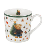 Karácsonyi macis porcelán bögre 360 ml – Teddy Noel (házikó alakú díszdobozban)