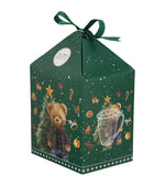 Karácsonyi macis porcelán teásbögre tetővel és fémszűrővel 360 ml – Teddy Noel (díszdobozban)