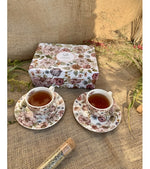 Virágos porcelán eszpresszó kávés csésze aljjal 2 személyes Pastel Flowers