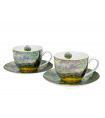 Porcelán két személyes csésze szett Van Gogh Búzaföld ciprusokkal